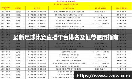 最新足球比赛直播平台排名及推荐使用指南